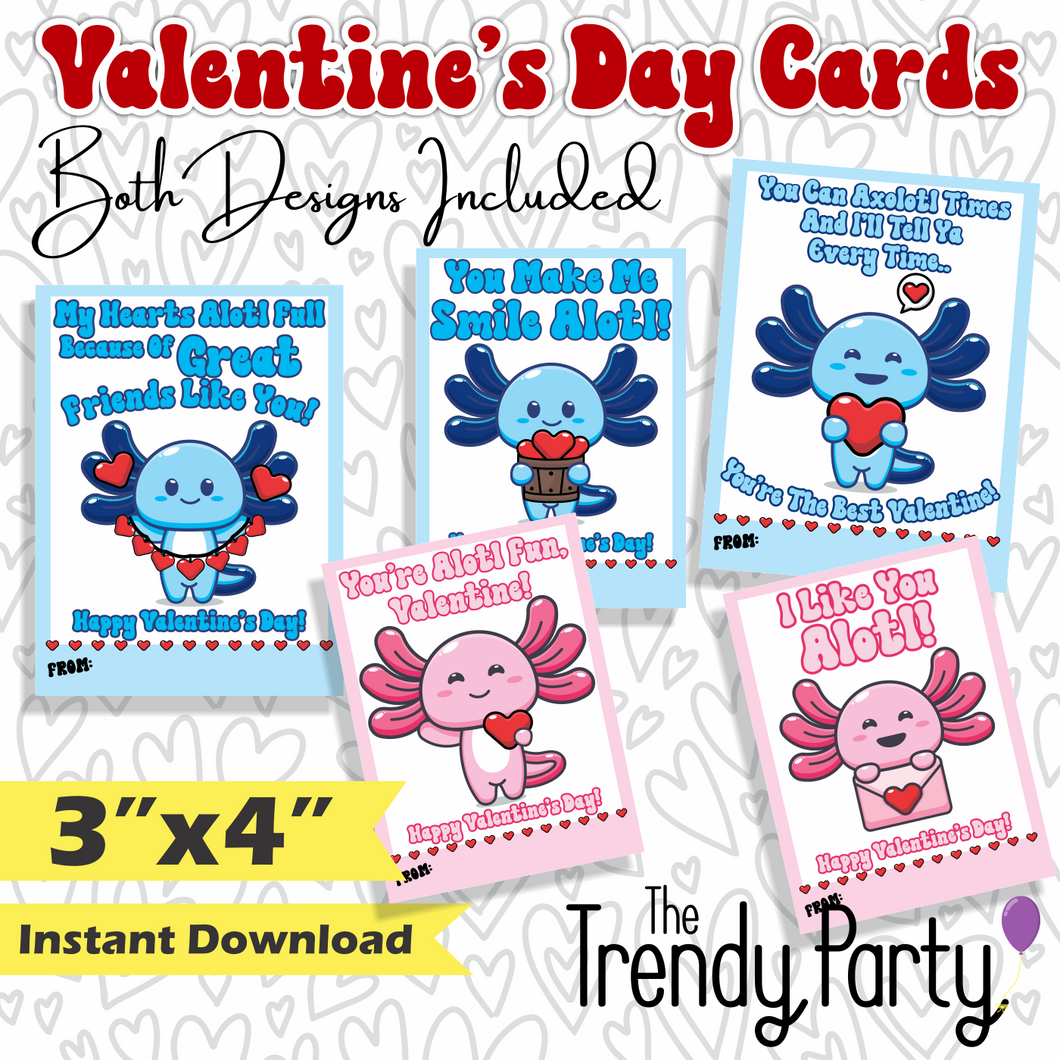 Axolotl Valentine's Day Cards