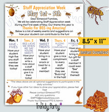 Load image into Gallery viewer, Bee Teacher &amp; Staff Appreciation Week Parent Flyer | Bee-ing Amazing Theme
