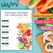 Load image into Gallery viewer, Farmers Market Staff Appreciation Week Flyer | Fully Editable &amp; Instant Download

