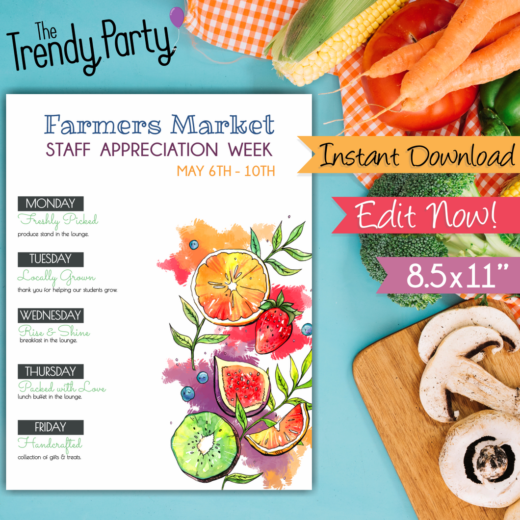 Farmers Market Staff Appreciation Week Flyer | Fully Editable & Instant Download