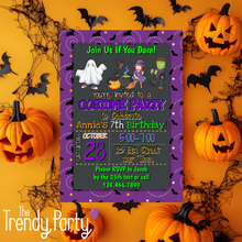 Load image into Gallery viewer, Halloween Themed Birthday Party or Costume Party Invitation
