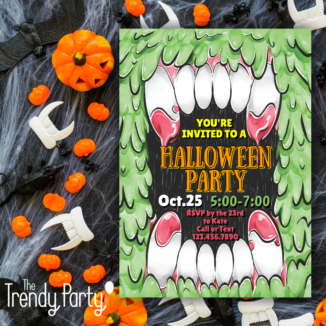 Monster Mouth Invitation - Halloween Costume Party or Trunk or Treat