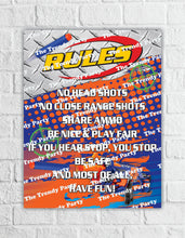 Load image into Gallery viewer, Nerf Battle Rules Sign With or Without Goggles Line
