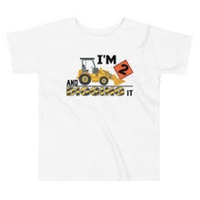 Load image into Gallery viewer, I&#39;m 2 and Digging It Kids Crewneck T-shirt Construction Party Shirt
