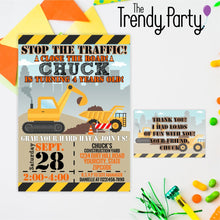 Load image into Gallery viewer, Construction Birthday Party Invitation &amp; Thank You Card
