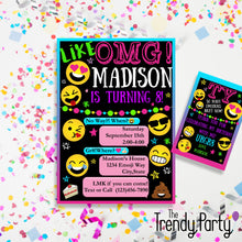 Load image into Gallery viewer, Emoji Birthday Party Invitation Plus Thank You Card
