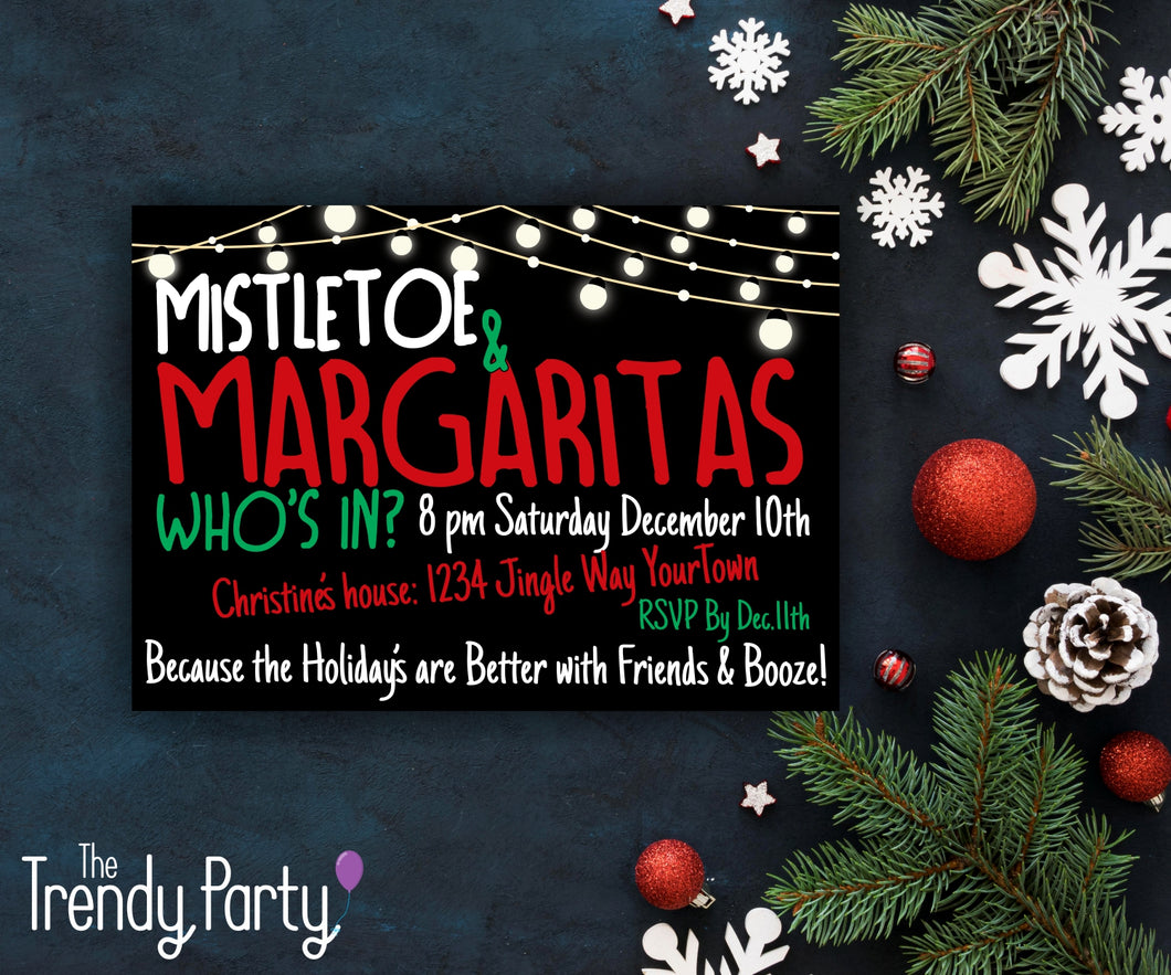Mistletoe & Margaritas Adult Holiday Party Invitation