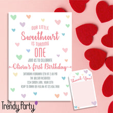 Load image into Gallery viewer, Sweetheart Birthday Invitation &amp; Thank You Tags
